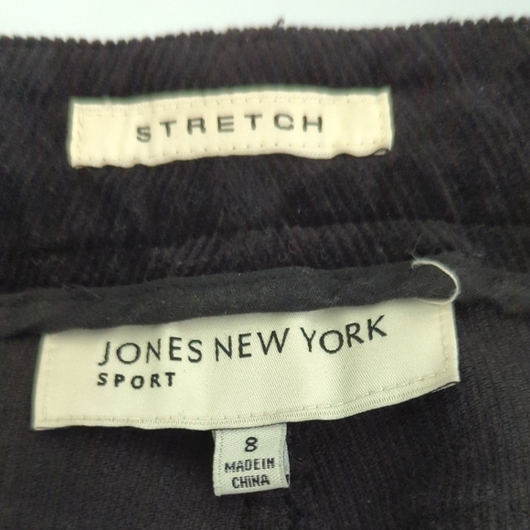 Jones New York Black Corduroy Pants Straight Leg with Stretch Women's Size 8 - Picture 3 of 4